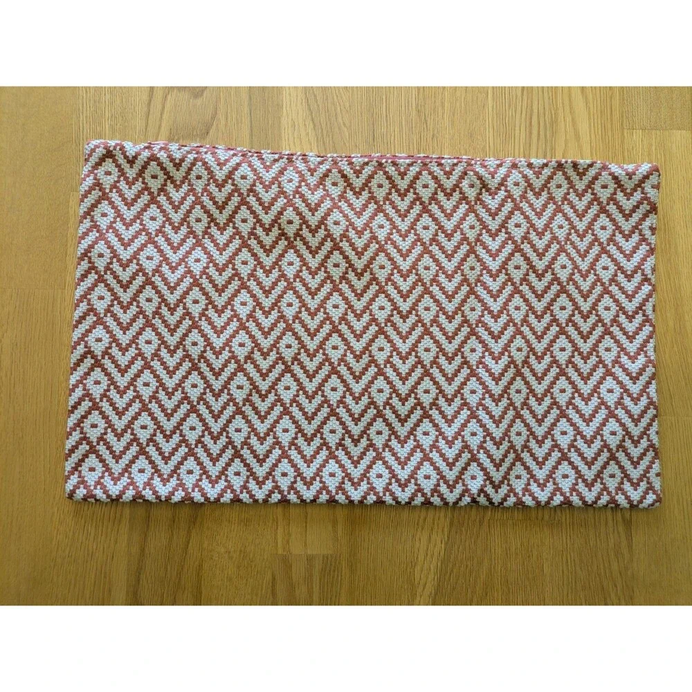Woven Orange & White Throw Pillow Case  19x11 By Fine Living